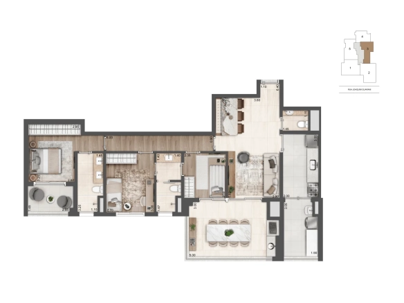 Planta opção de 110 m² do Cyrela Atmosfera 360