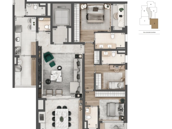 Primeira planta opção de 157 m² do Cyrela Atmosfera 360