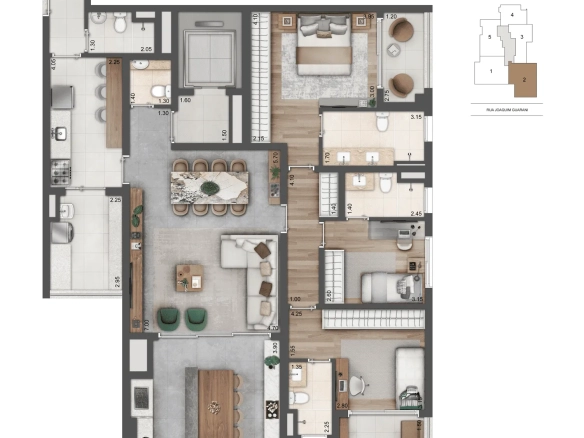 Planta tipo de 157 m² do Cyrela Atmosfera 360