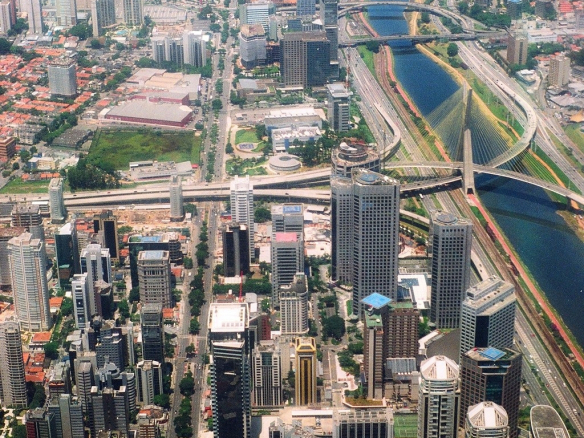 Panorama do eixo empresarial da Berrini e do Brooklin em São Paulo