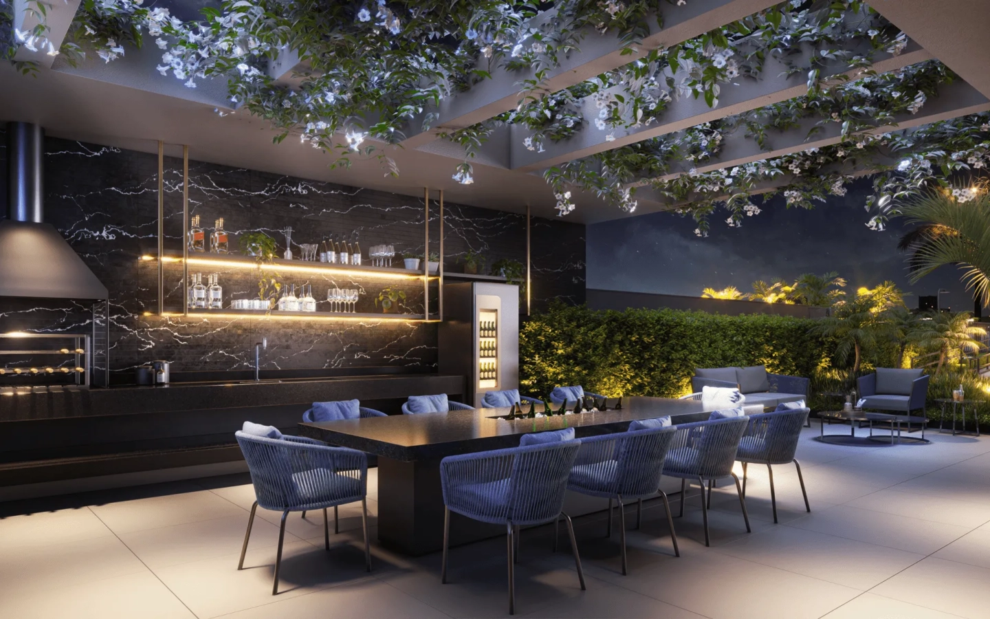 Perspectiva ilustrada grill e barbecue do Brooklyn Bridge by Cyrela