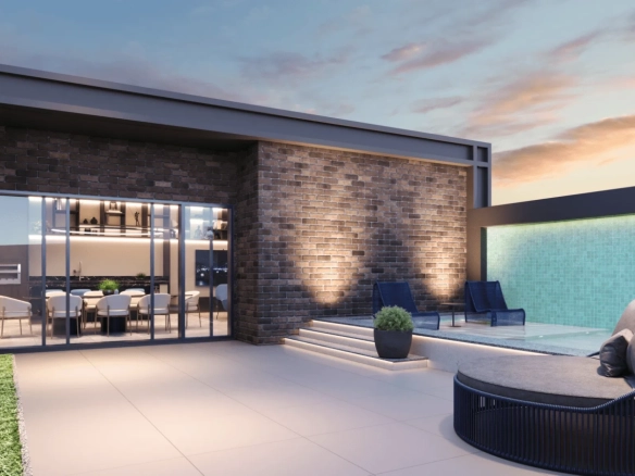 Perspectiva ilustrada private pool house externa do Brooklyn Bridge by Cyrela