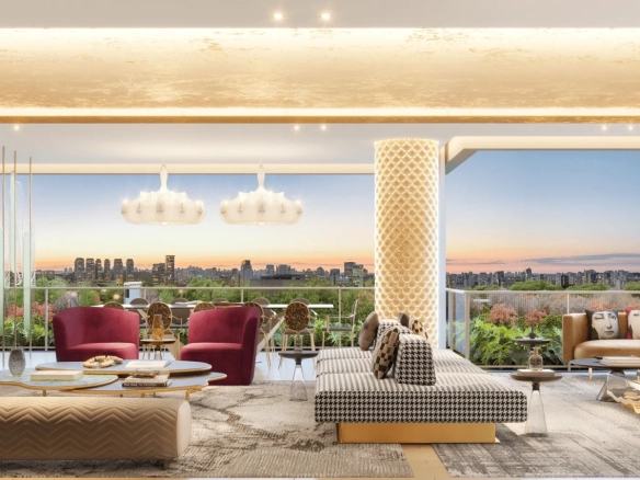 Living decorado do apartamento Casa Eden by YOO West