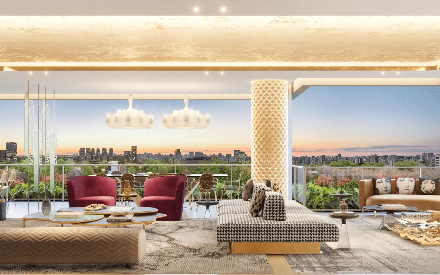 Living decorado do apartamento Casa Eden by YOO West