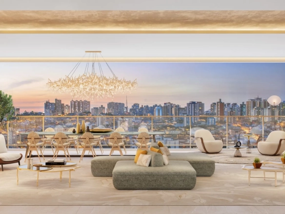 Living do apartamento de 251 m² do Casa Senses