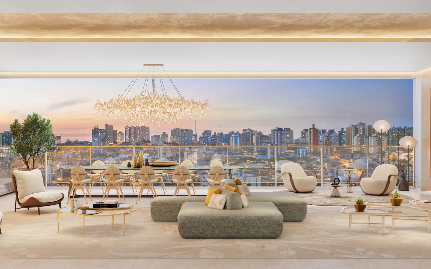 Casa Senses – Apartamento decorado 251 m² Living do apartamento de 251 m² do Casa Senses