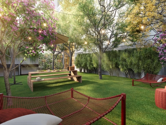 Lounge externo do Cyrela Atmosfera 360 Apartments