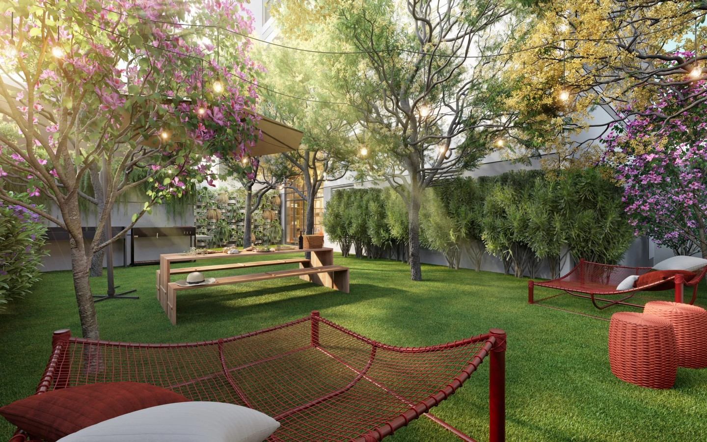 Lounge externo do Cyrela Atmosfera 360 Apartments