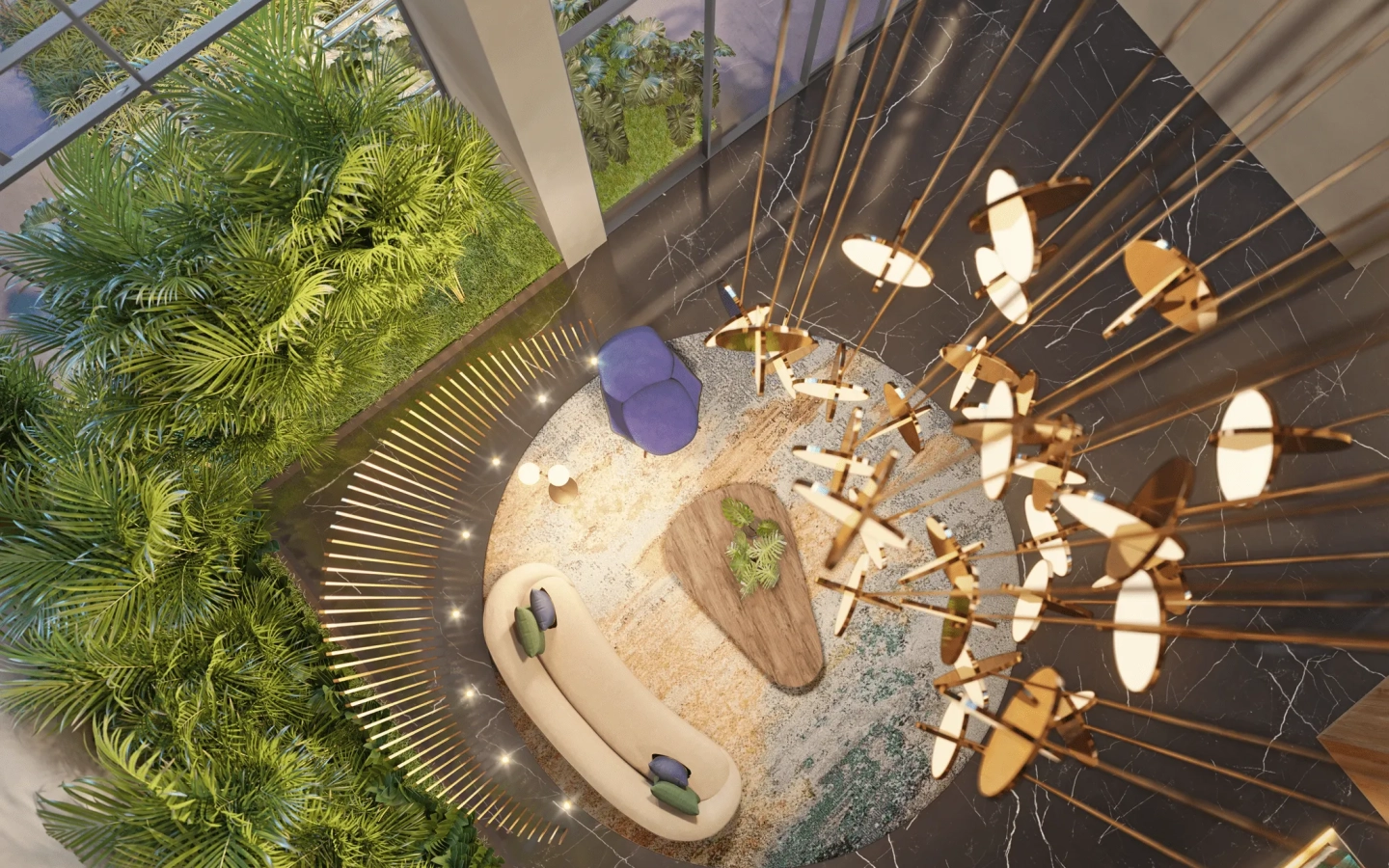Vista aérea do lobby do Cyrela Atmosfera 360
