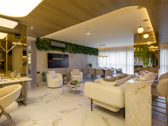 Living do decorado de 94 m² do Eden West
