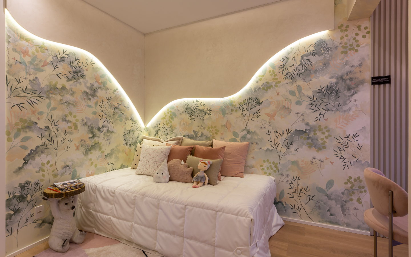 Detalhe interno do decorado de 134 m² do Eden West