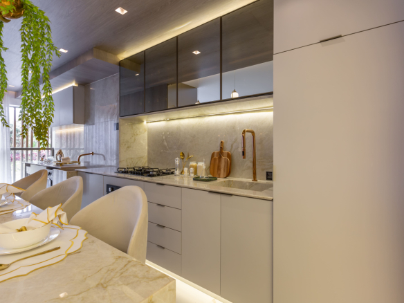 Dormitório do decorado de 94 m² do Eden West