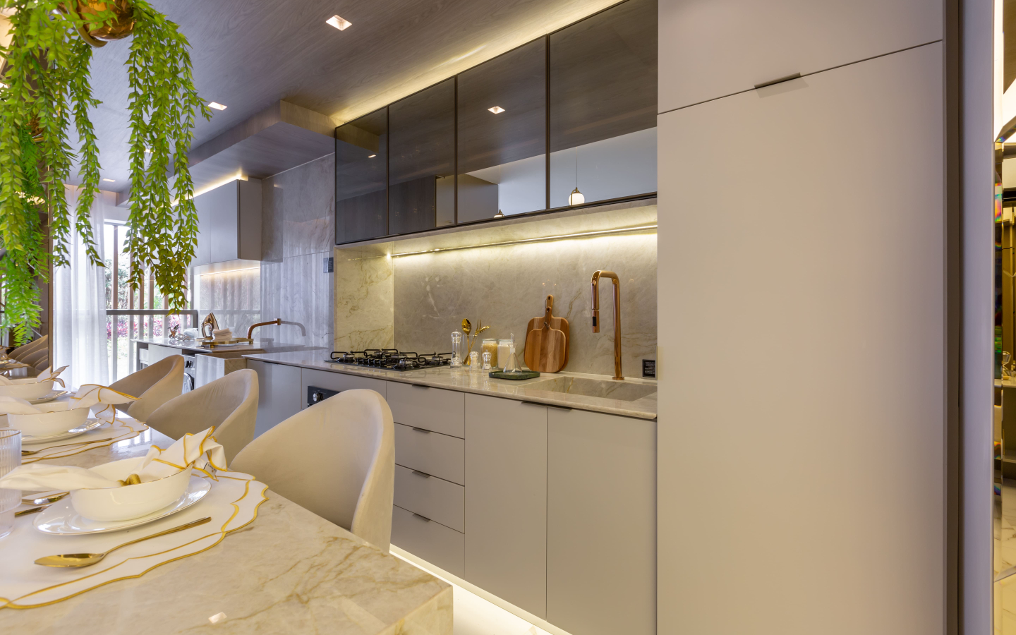 Dormitório do decorado de 94 m² do Eden West