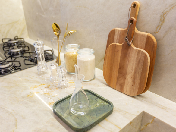Detalhe interno do decorado de 94 m² do Eden West