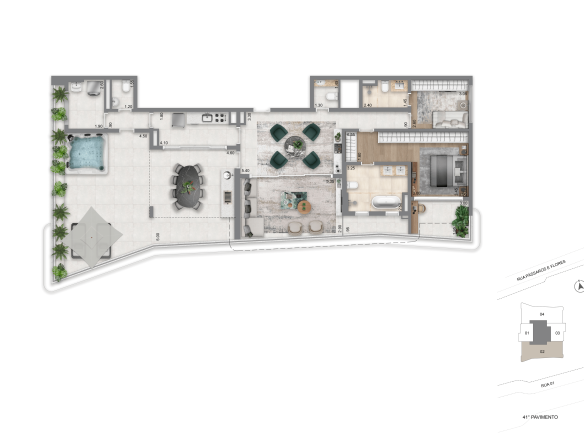 Planta 183 m² Penthouse do Escape Eden no Brooklin