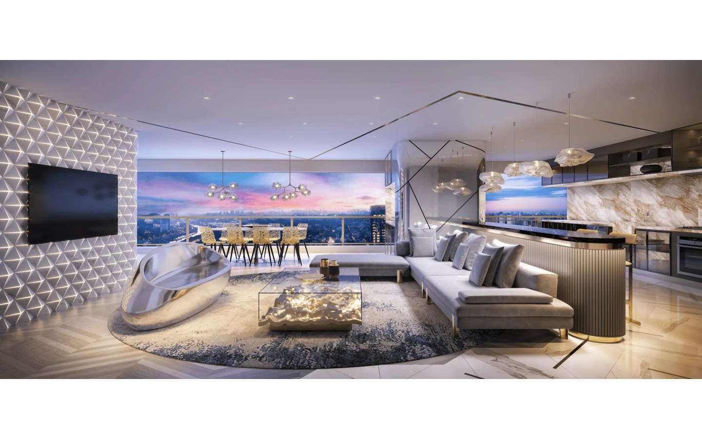 Perspectiva do apartamento de 144 m² do Mandarim The Legend