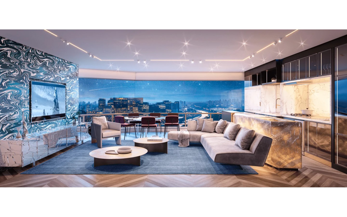 Perspectiva do apartamento de 88 m² do Mandarim The Legend