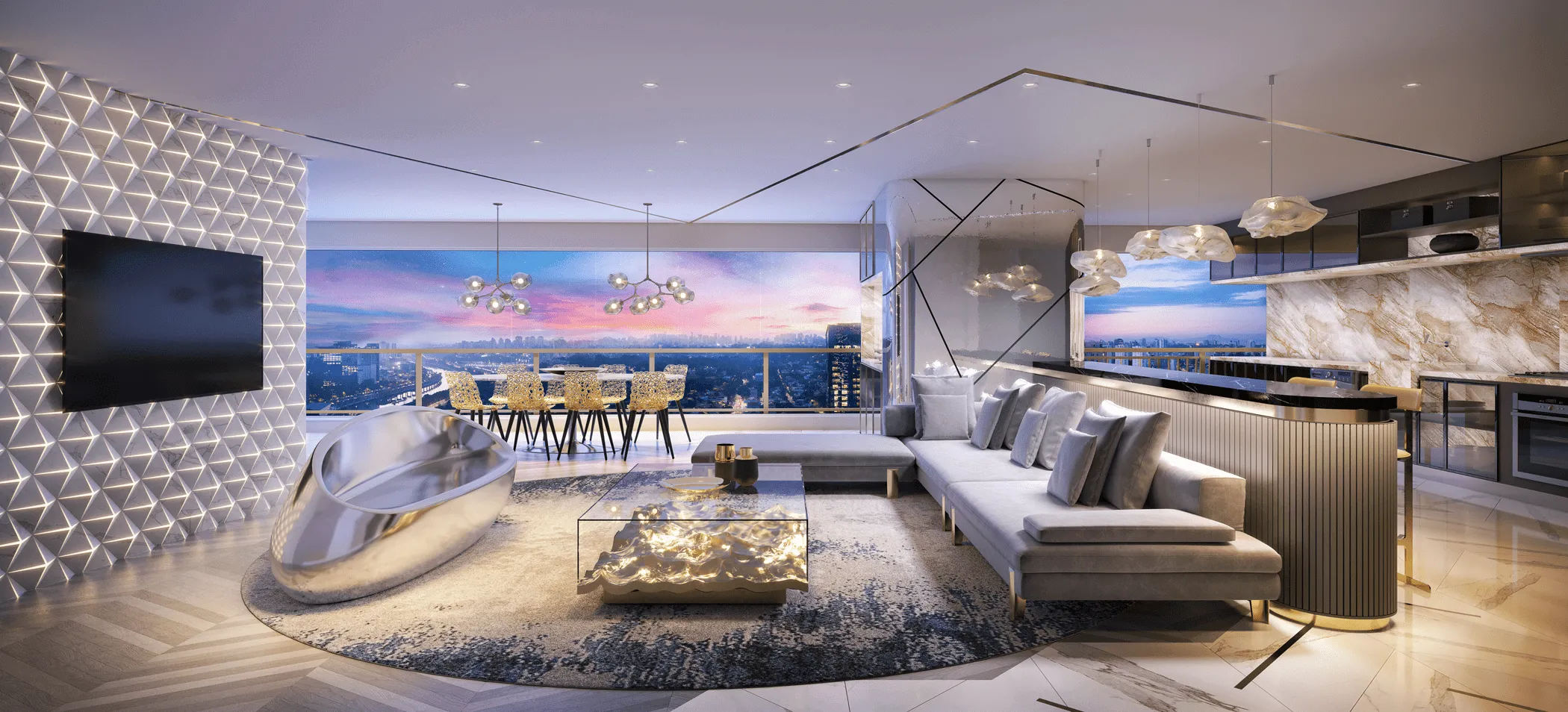 Mandarim The Legend — Perspectiva do apartamento apresentada pela Cyrela como 144 m²