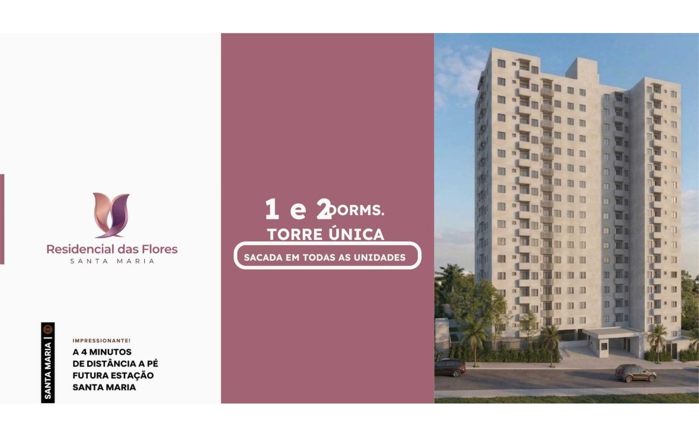 Fachada da torre do Residencial das Flores no bairro Santa Maria em Osasco