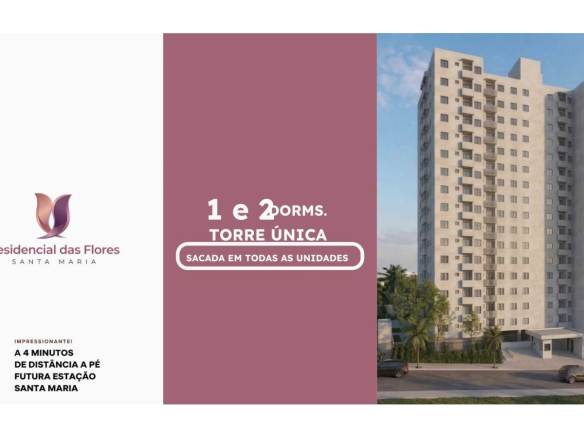 Fachada da torre do Residencial das Flores no bairro Santa Maria em Osasco