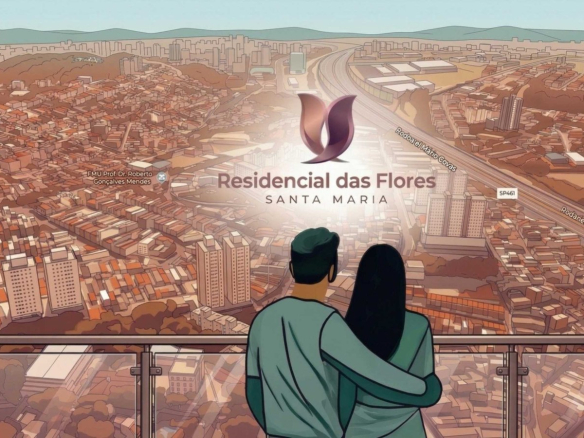 Ilustração da localização do Residencial das Flores na região de Santa Maria em Osasco
