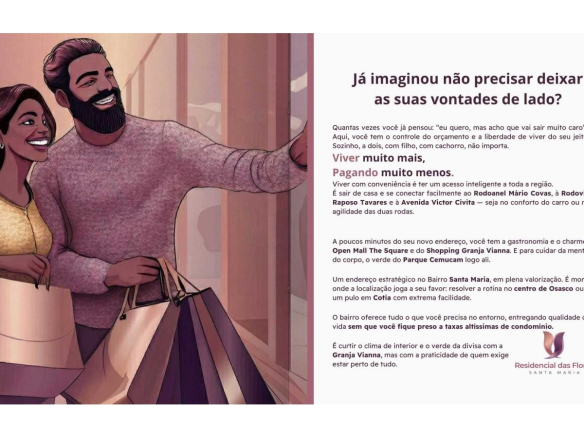 Ilustração sobre comércio e conveniência próximos ao Residencial das Flores