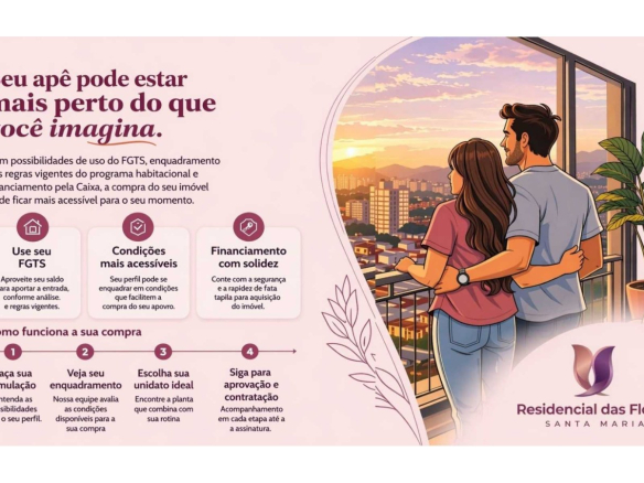 Etapas de compra com financiamento e FGTS no Residencial das Flores