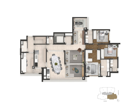 planta padrão de 178 m² do Senses by Cyrela no Brooklin