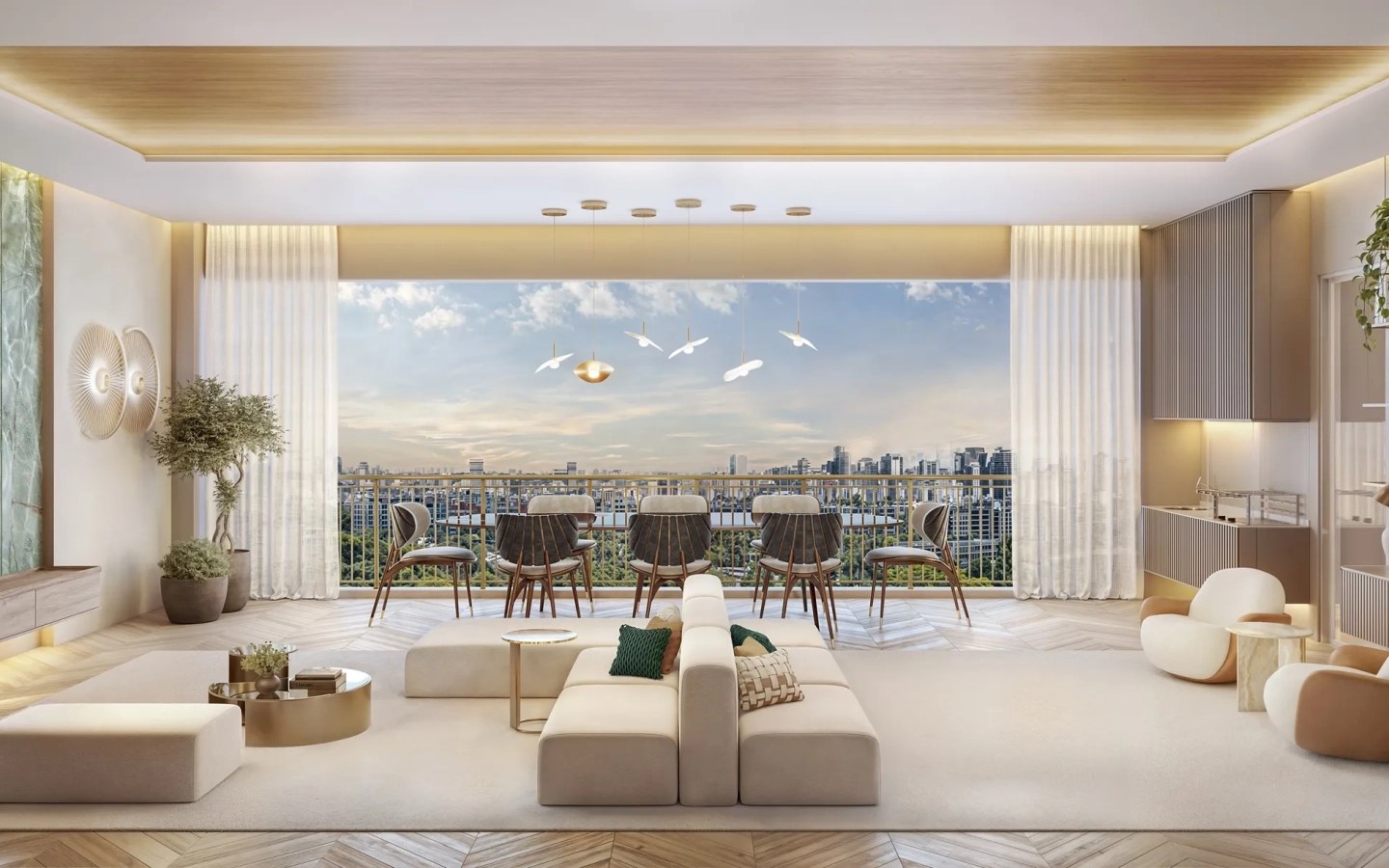 living do apartamento de 178 m² do Senses by Cyrela no Brooklin