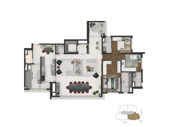 planta opção de 178 m² do Senses by Cyrela no Brooklin