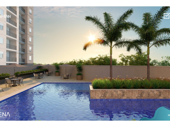 Piscina com paisagismo no Siena Residencial
