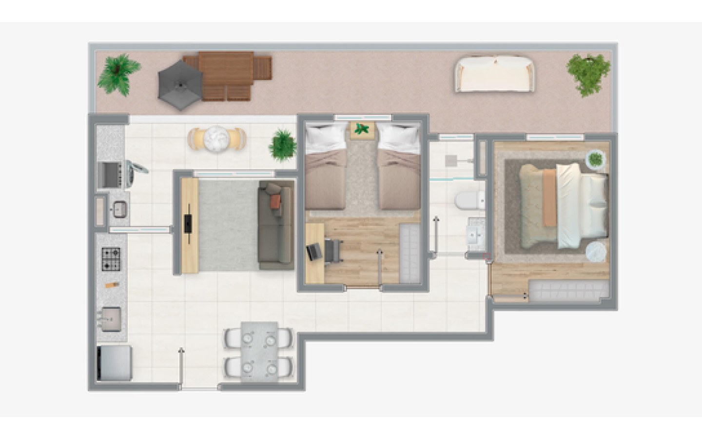 Planta garden de aproximadamente 74,26 m² do Siena Residencial
