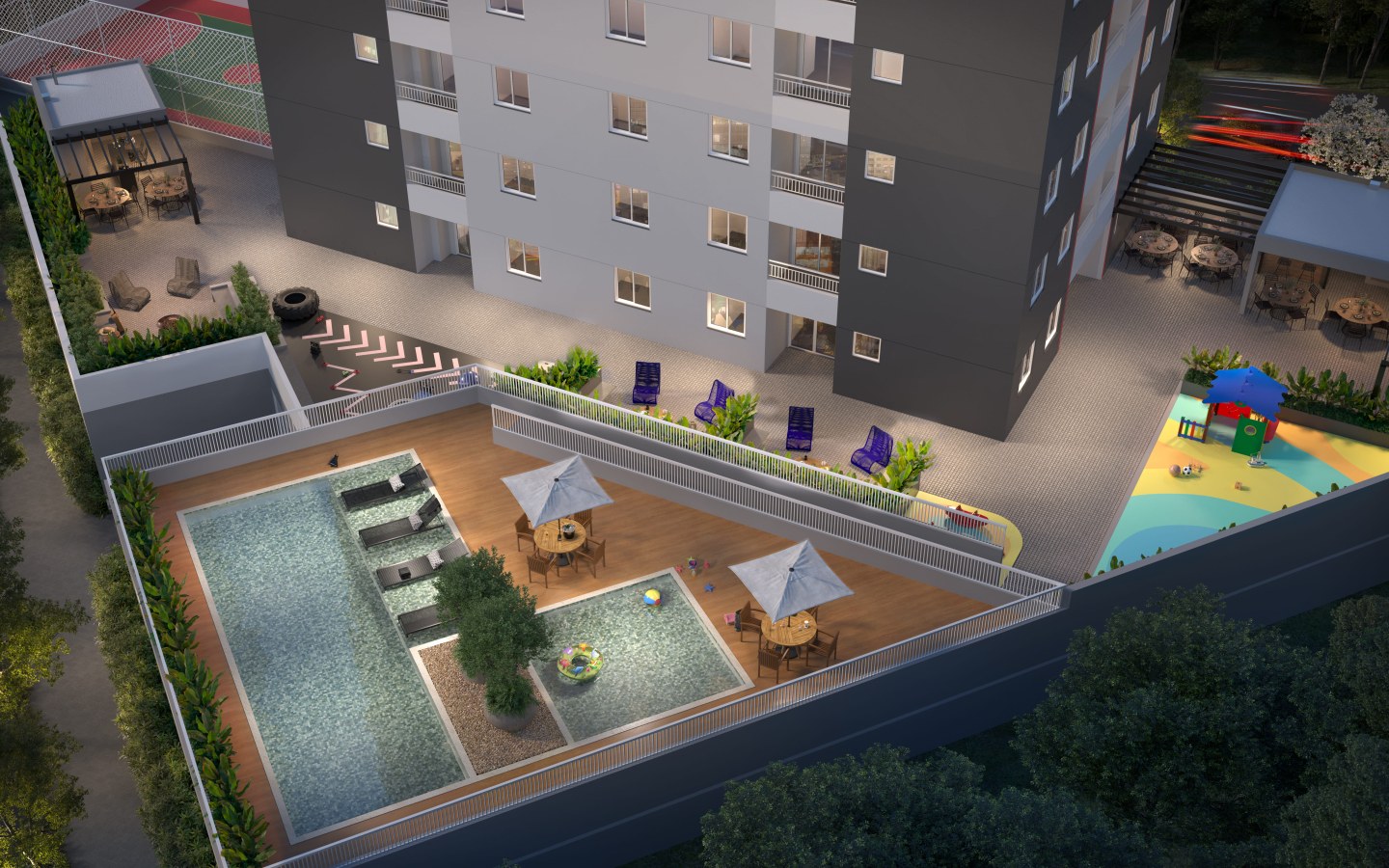 Vista aérea do Solar das Rosas Residencial Clube em Osasco
