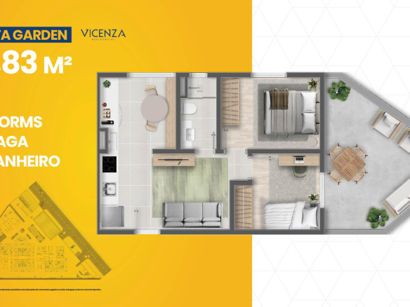 Vicenza Residencial: Garden 54 m² — 2 dormitórios — apto 15