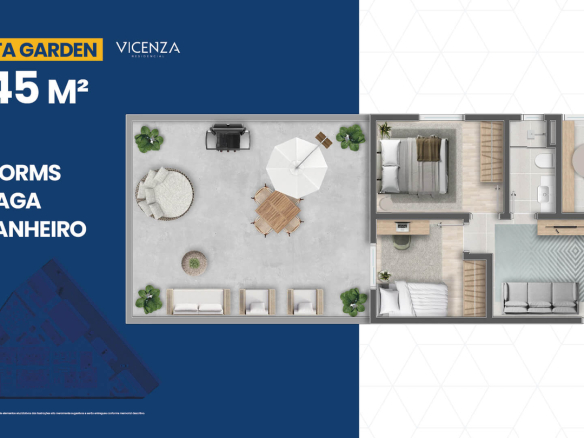 Vicenza Residencial: Garden 71 m² — 2 dormitórios — apto 16