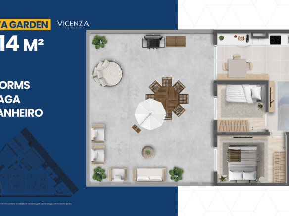 Vicenza Residencial: Garden 87 m² — 2 dormitórios — apto 14