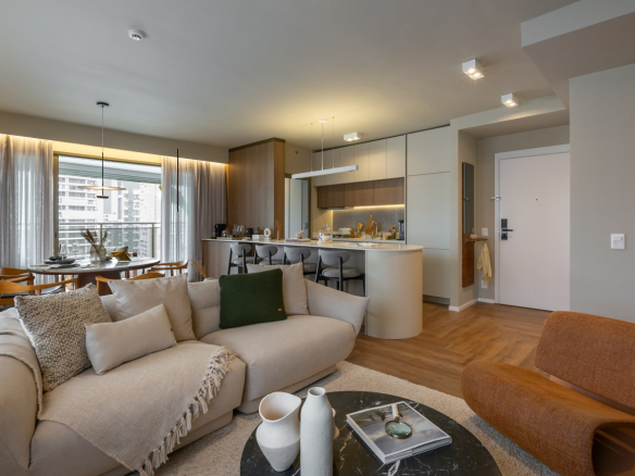 Segunda foto oficial do living decorado de 105 m² do Aero Design by Pininfarina
