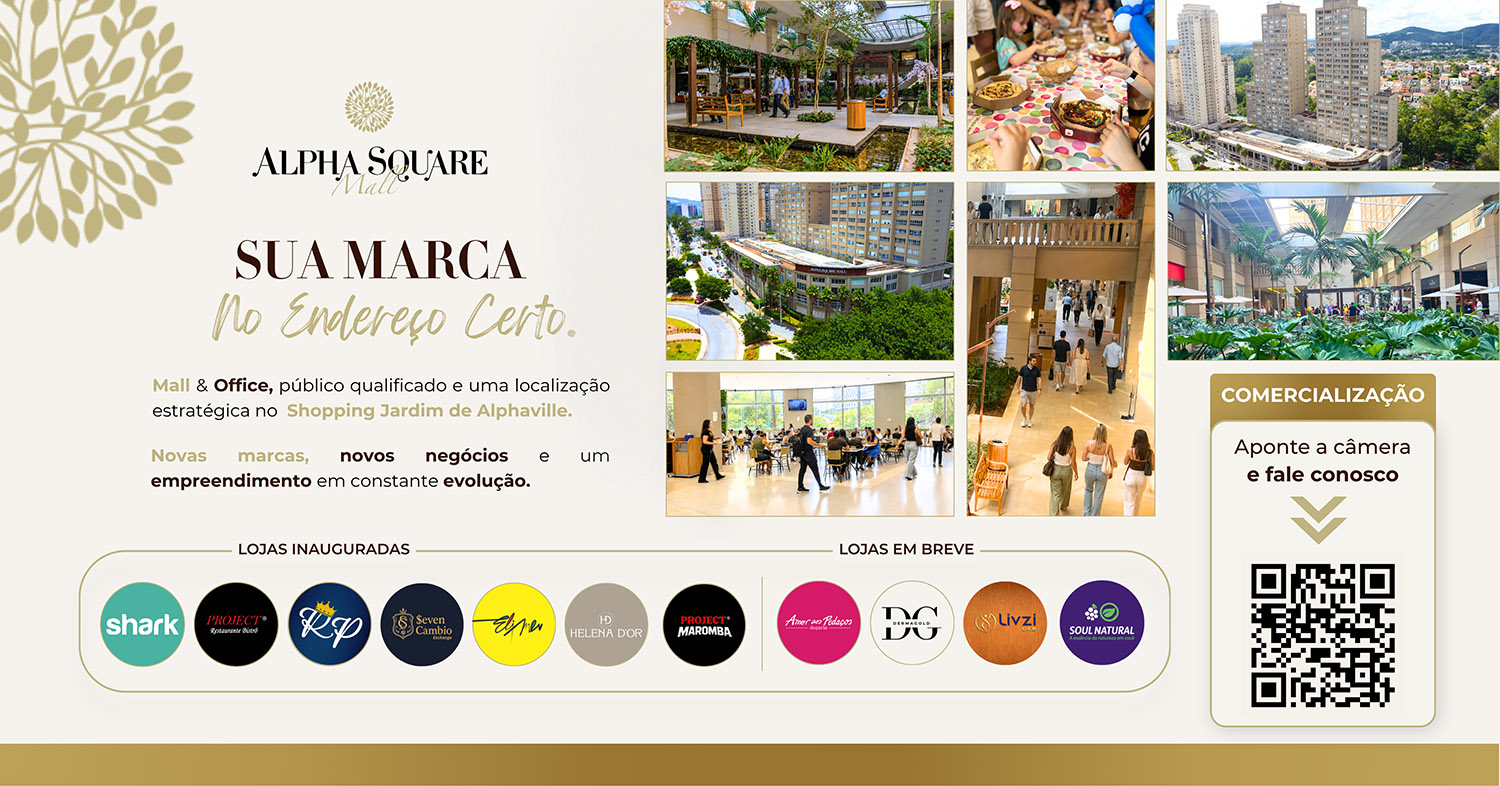 Comércio e serviços no Alpha Square Mall em Alphaville