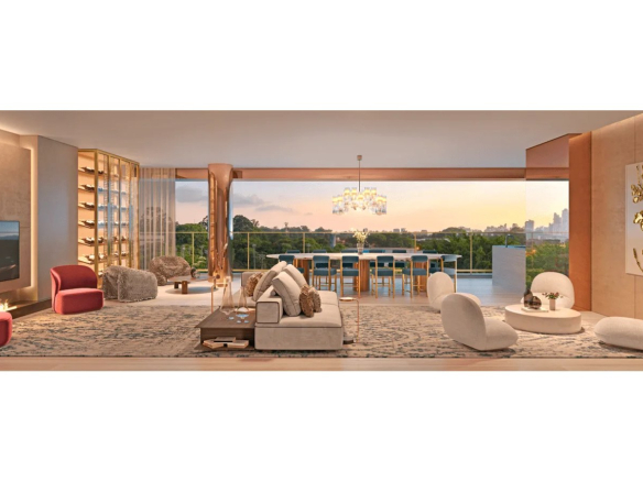 Área social do apartamento de 251 m² do Aura Moema