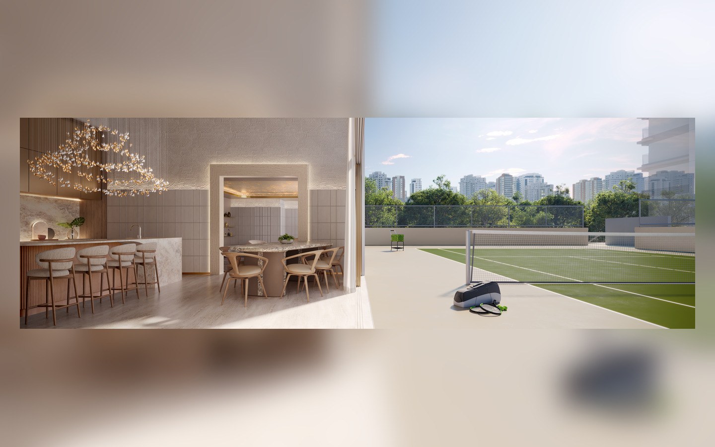 Aura Pacaembu by Cyrela – Atendimento Especializado (11) 4237-8776 Private House e quadra de tênis do Aura Pacaembu by Cyrela