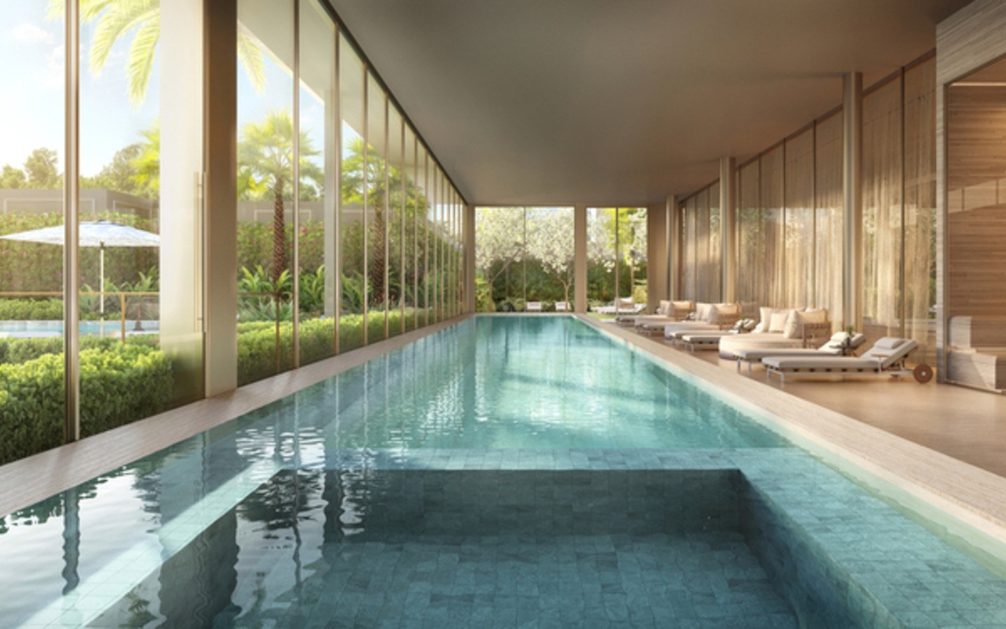 Aura Pacaembu by Cyrela – Atendimento Especializado (11) 4237-8776 Segunda perspectiva da piscina coberta do Aura Pacaembu by Cyrela