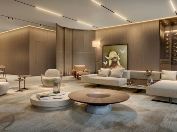 Perspectiva do living de 259 m² do Aura Pacaembu by Cyrela