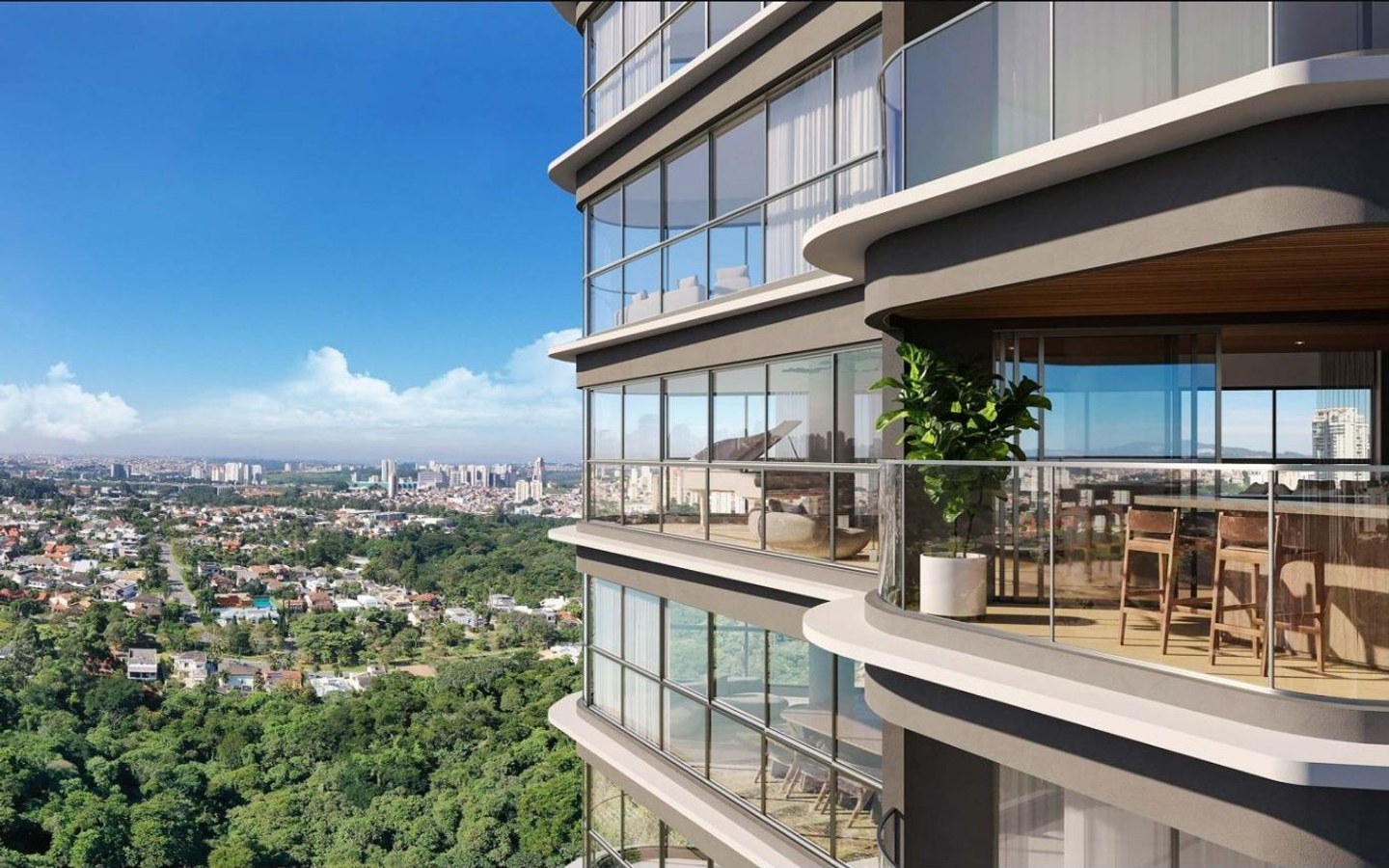 Fachada do Signature Alphaville com vista para a área verde