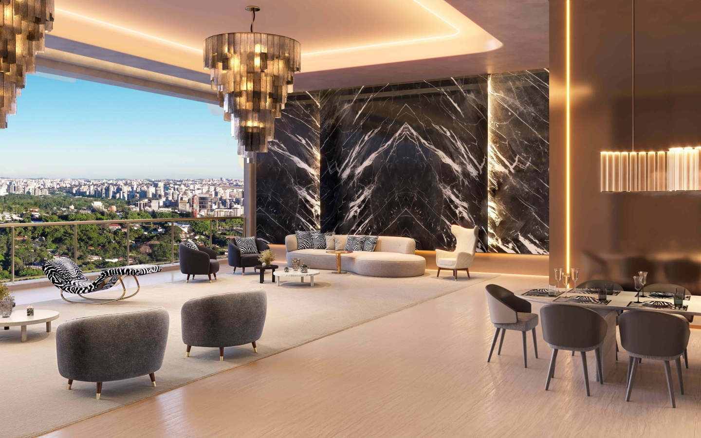CAPRI Lifestyle by Dolce&Gabbana Casa: Living do apartamento padrão de 279 m² em outro ângulo