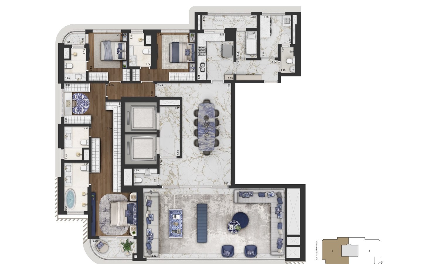 CAPRI Lifestyle by Dolce&Gabbana Casa – Atendimento Especializado (11) 4237-8776 Planta opção 1 de 247 m² do CAPRI Lifestyle by Dolce&Gabbana Casa
