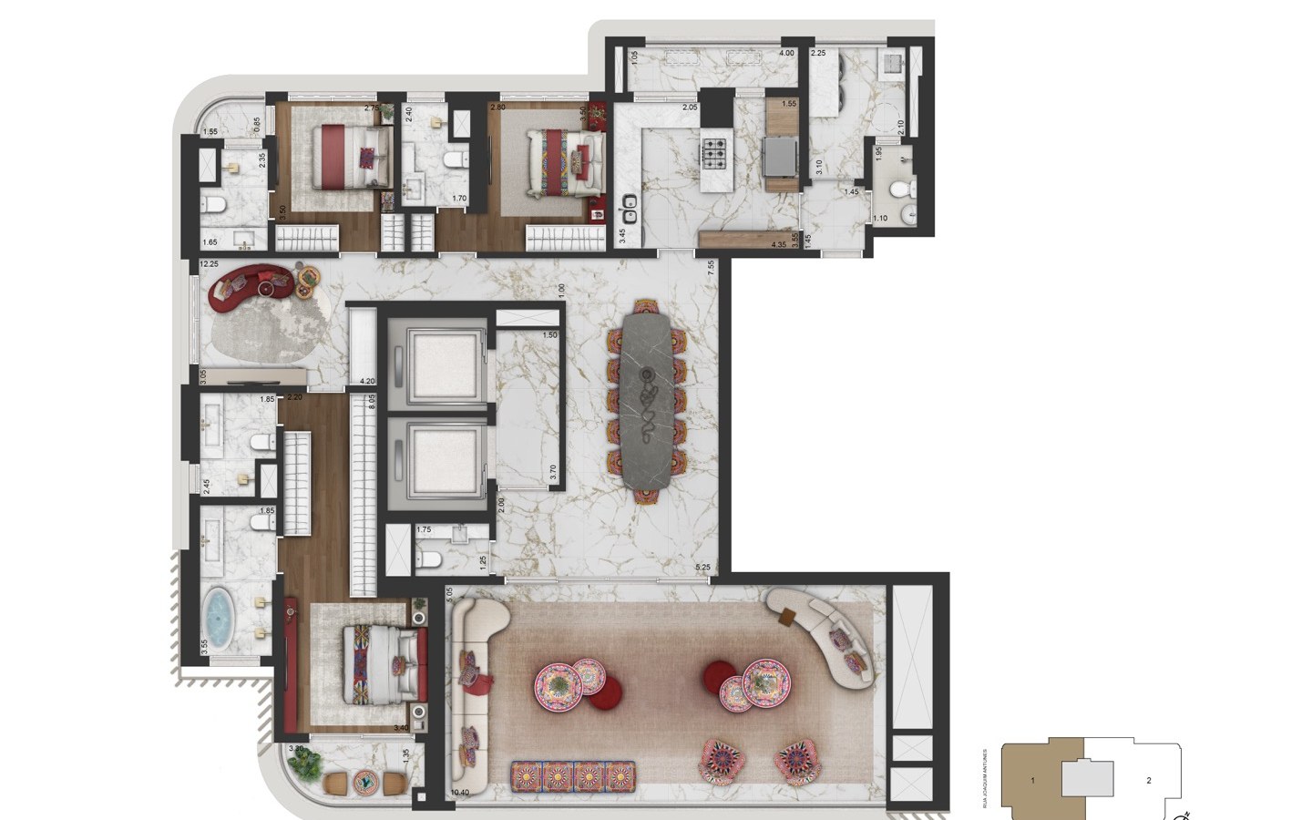 CAPRI Lifestyle by Dolce&Gabbana Casa – Atendimento Especializado (11) 4237-8776 Planta opção 2 de 247 m² do CAPRI Lifestyle by Dolce&Gabbana Casa