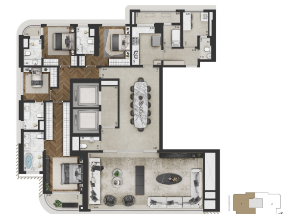 Planta padrão 247 m² do CAPRI Lifestyle by Dolce&Gabbana Casa