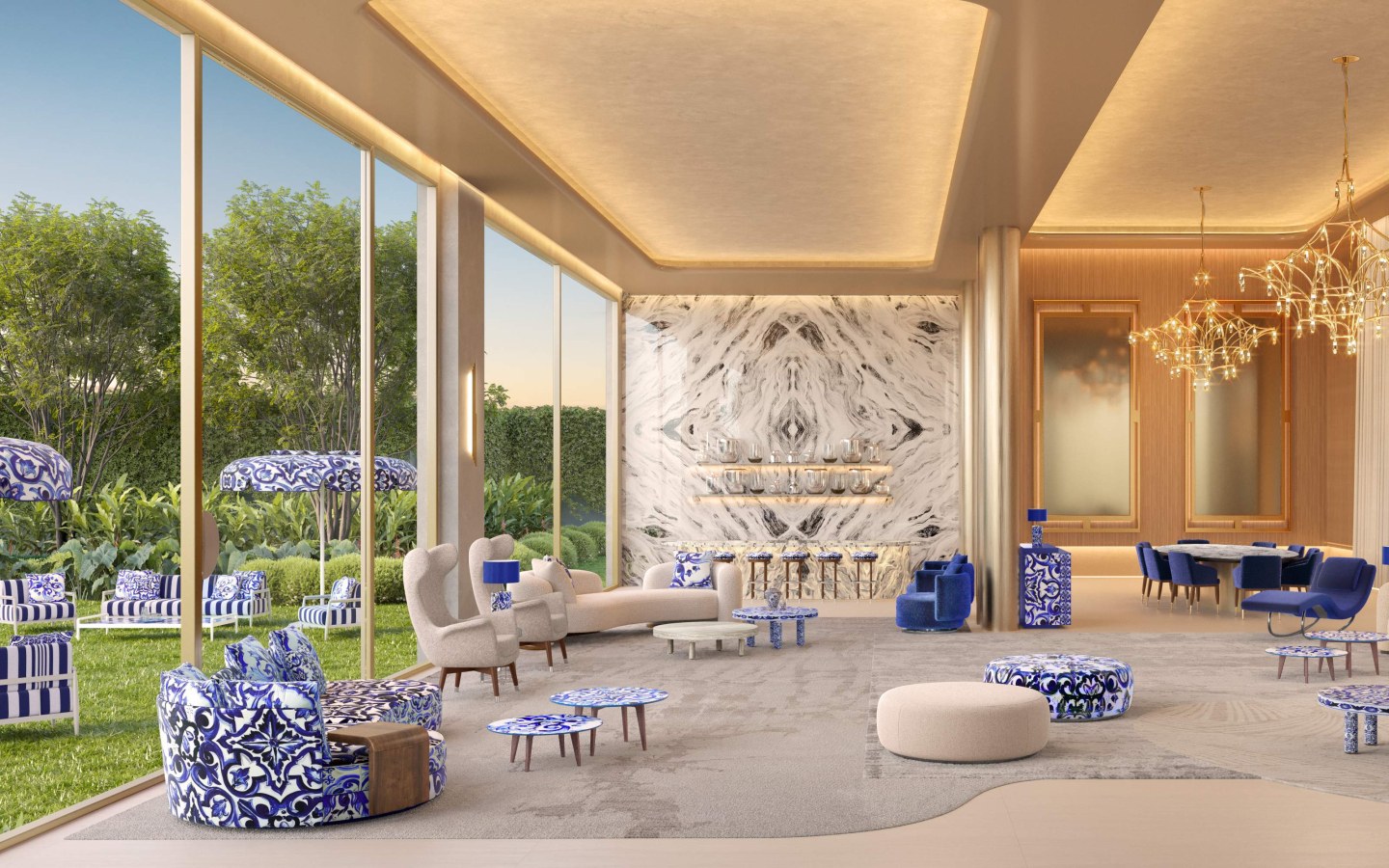 Perspectiva oficial do Blue Party Room do CAPRI