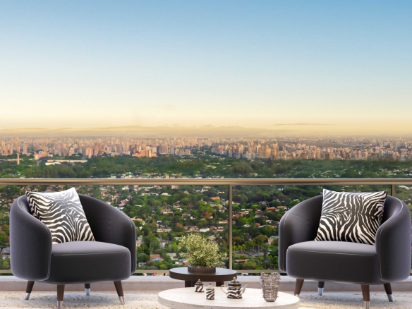 Perspectiva oficial com detalhe do living do apartamento de 279 m² do CAPRI