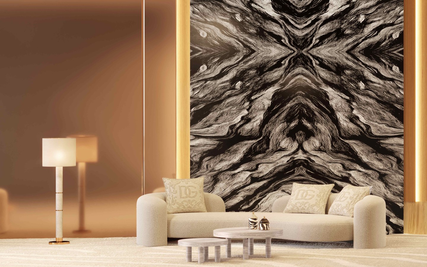 Perspectiva oficial com detalhe do lobby residencial do CAPRI